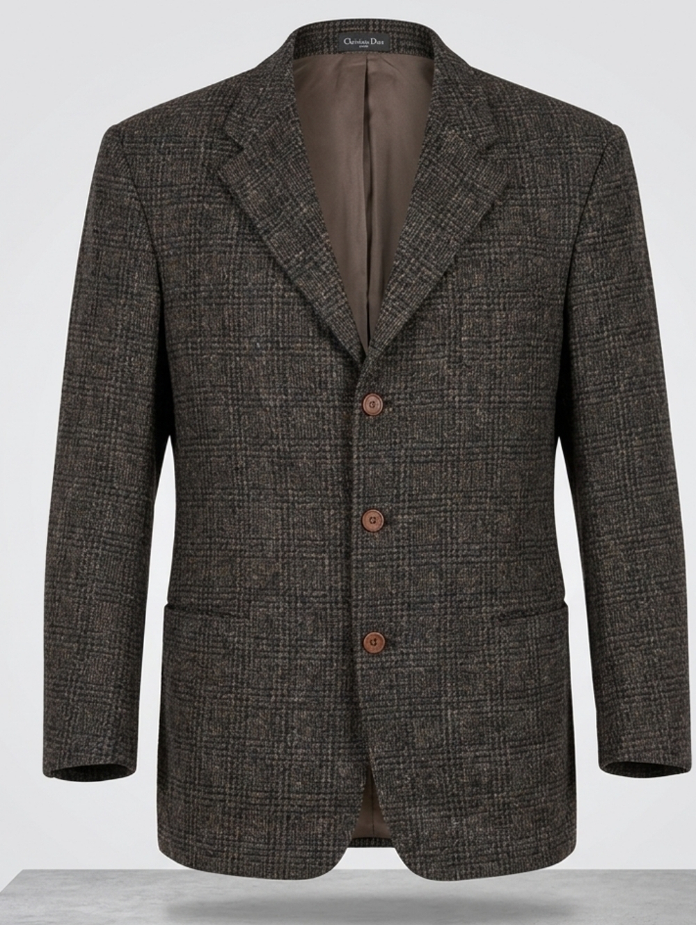 Pierre Cardin Paris Made In Canada 96% Wool Men's Brown Plaid Blazer Size 42T